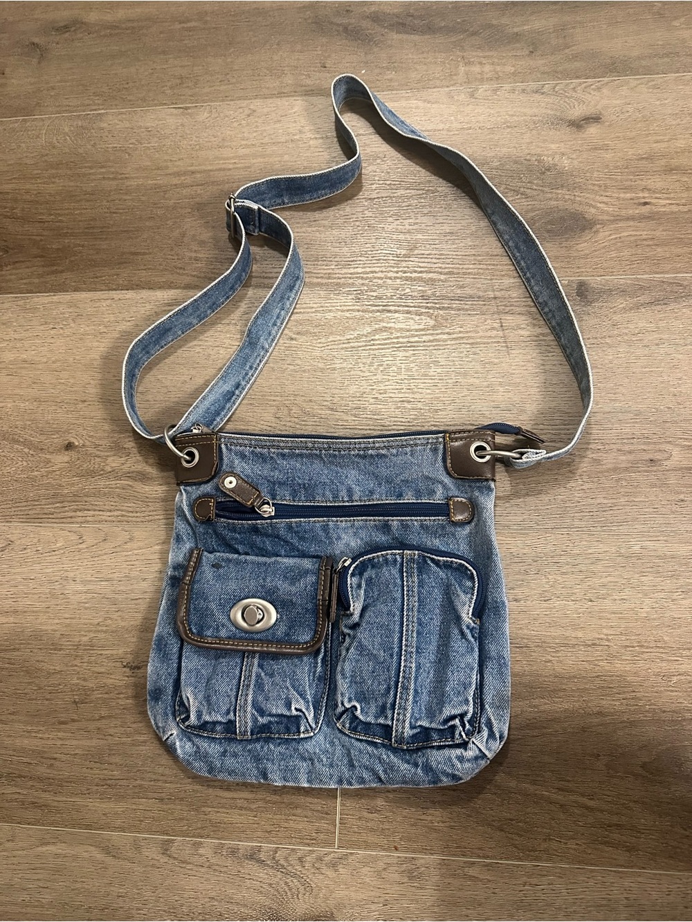 Denim Crossbody Shoulder Bag - Blue